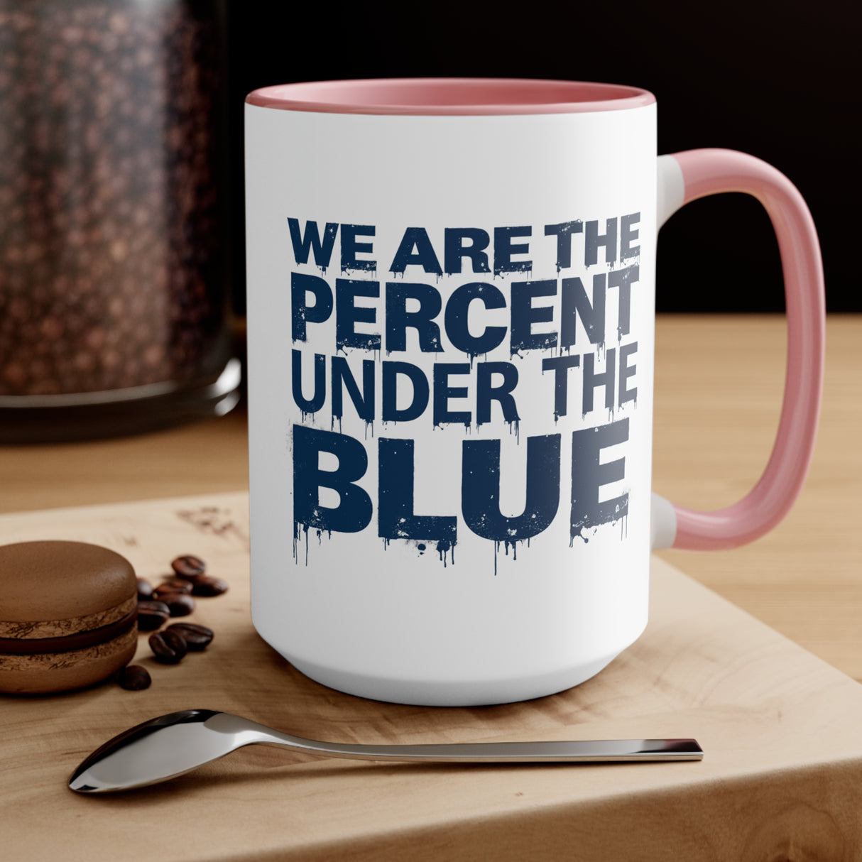 Accent Mug — 'BluePercent' Logo Coffee Cup with 'We Are the Percent Under Blue' Graphic