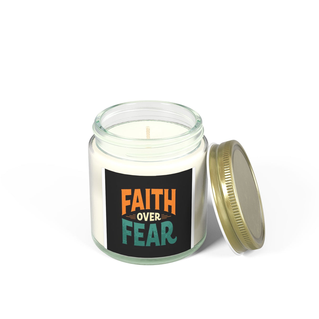 Faith Over Fear. Scented Candles, Coconut Apricot Wax (4oz)