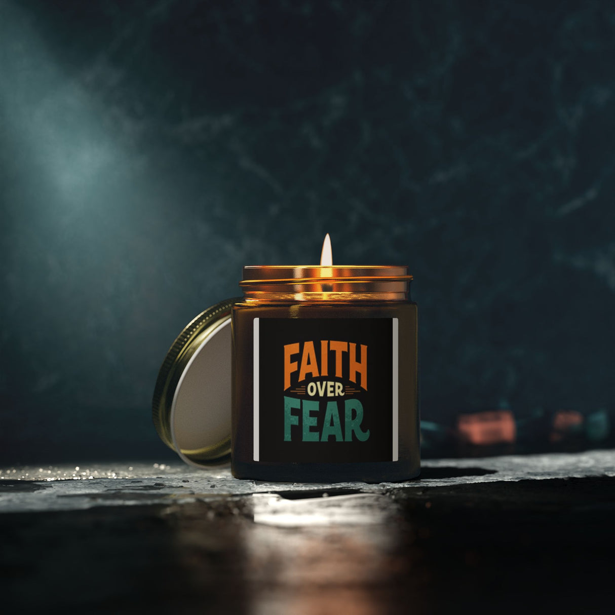 Faith Over Fear. Scented Candles, Coconut Apricot Wax (4oz)