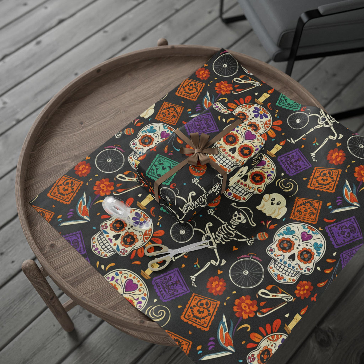 Day of the Dead Gift Wrap — Sugar Skull Halloween Wrapping Paper