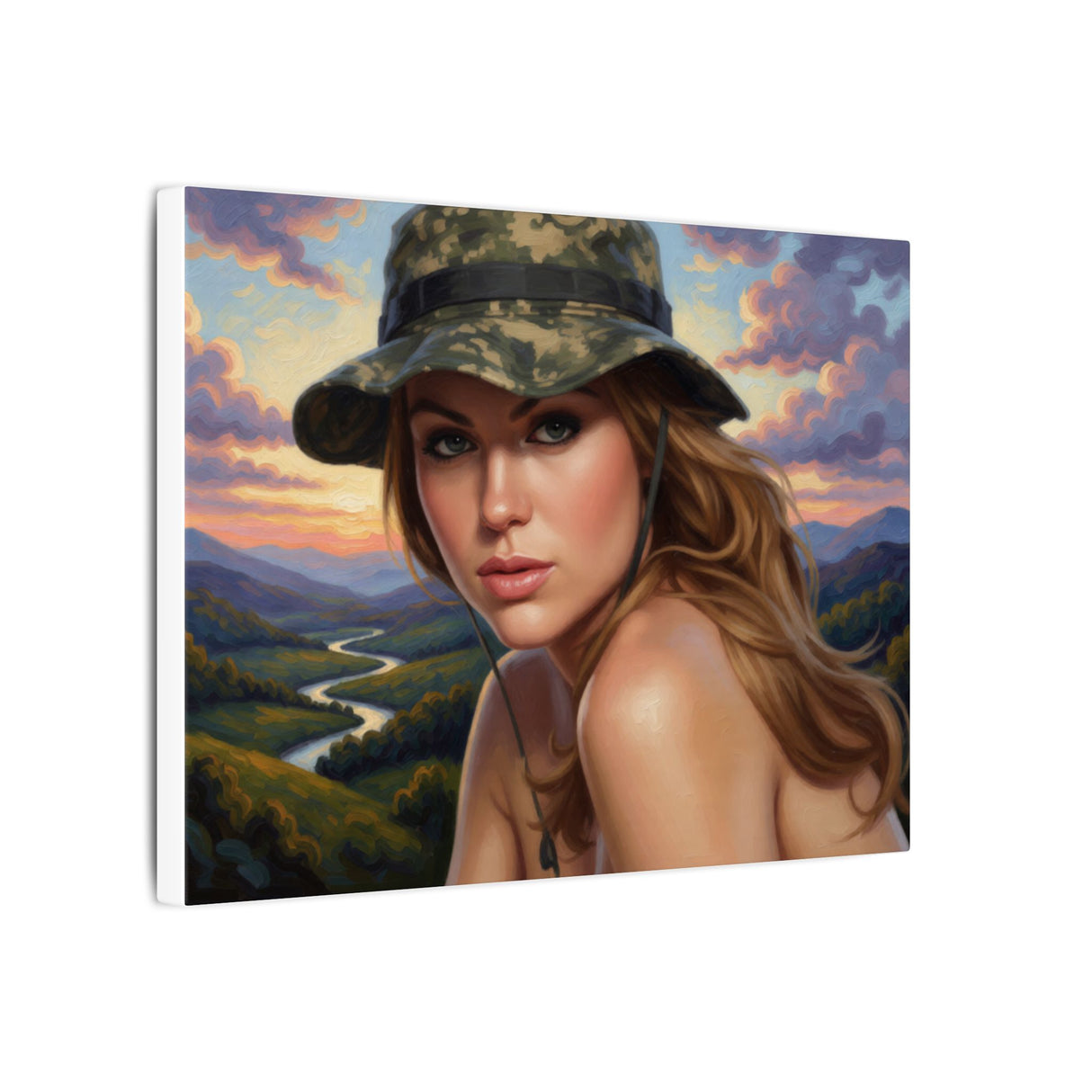 Camouflage Hat. Matte Canvas, Stretched, 0.75" (Multi-Size)