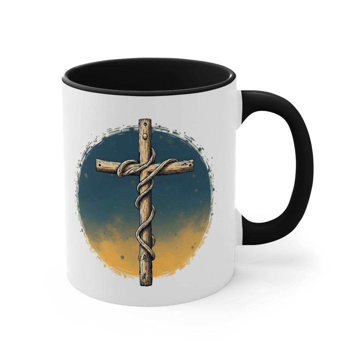 Beautiful Double message, Same Cup: Cross. Let Your Light Shine. Accent Mugs