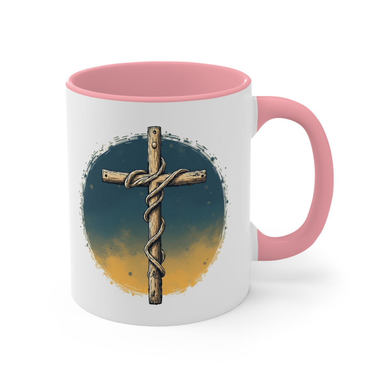 Beautiful Double message, Same Cup: Cross. Let Your Light Shine. Accent Mugs