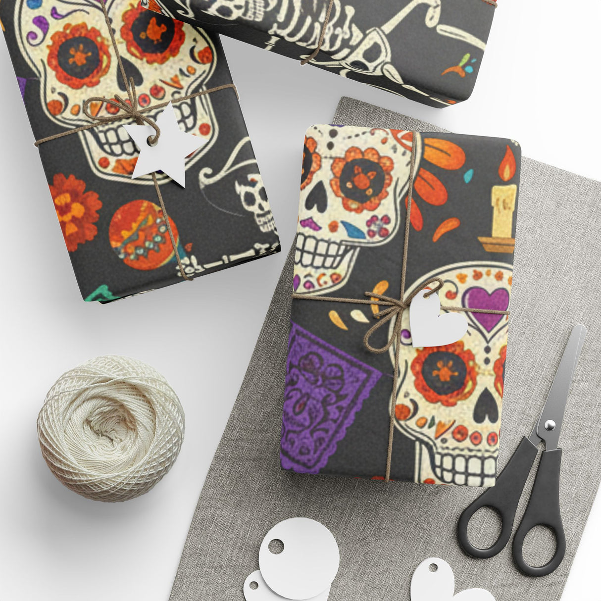 Day of the Dead Gift Wrap — Sugar Skull Halloween Wrapping Paper