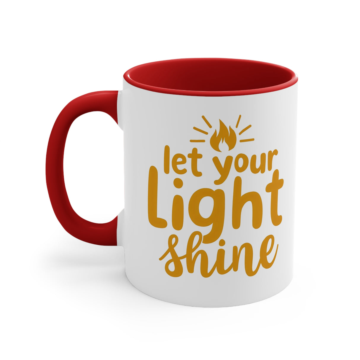 Beautiful Double message, Same Cup: Cross. Let Your Light Shine. Accent Mugs