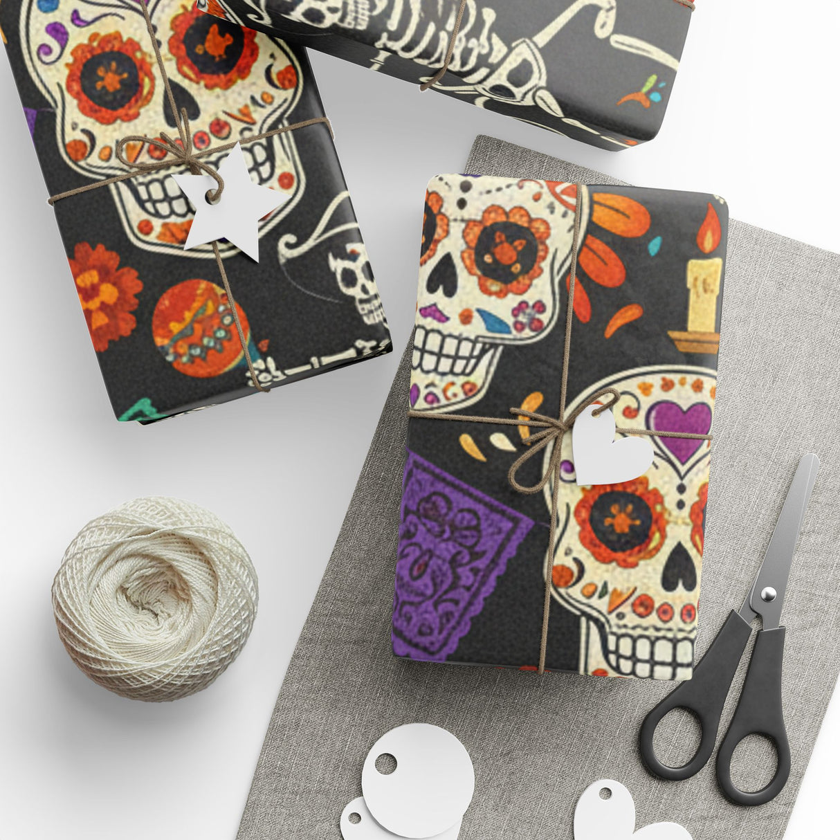 Day of the Dead Gift Wrap — Sugar Skull Halloween Wrapping Paper