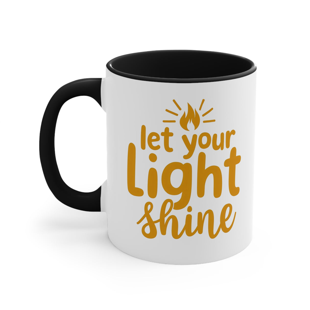 Beautiful Double message, Same Cup: Cross. Let Your Light Shine. Accent Mugs