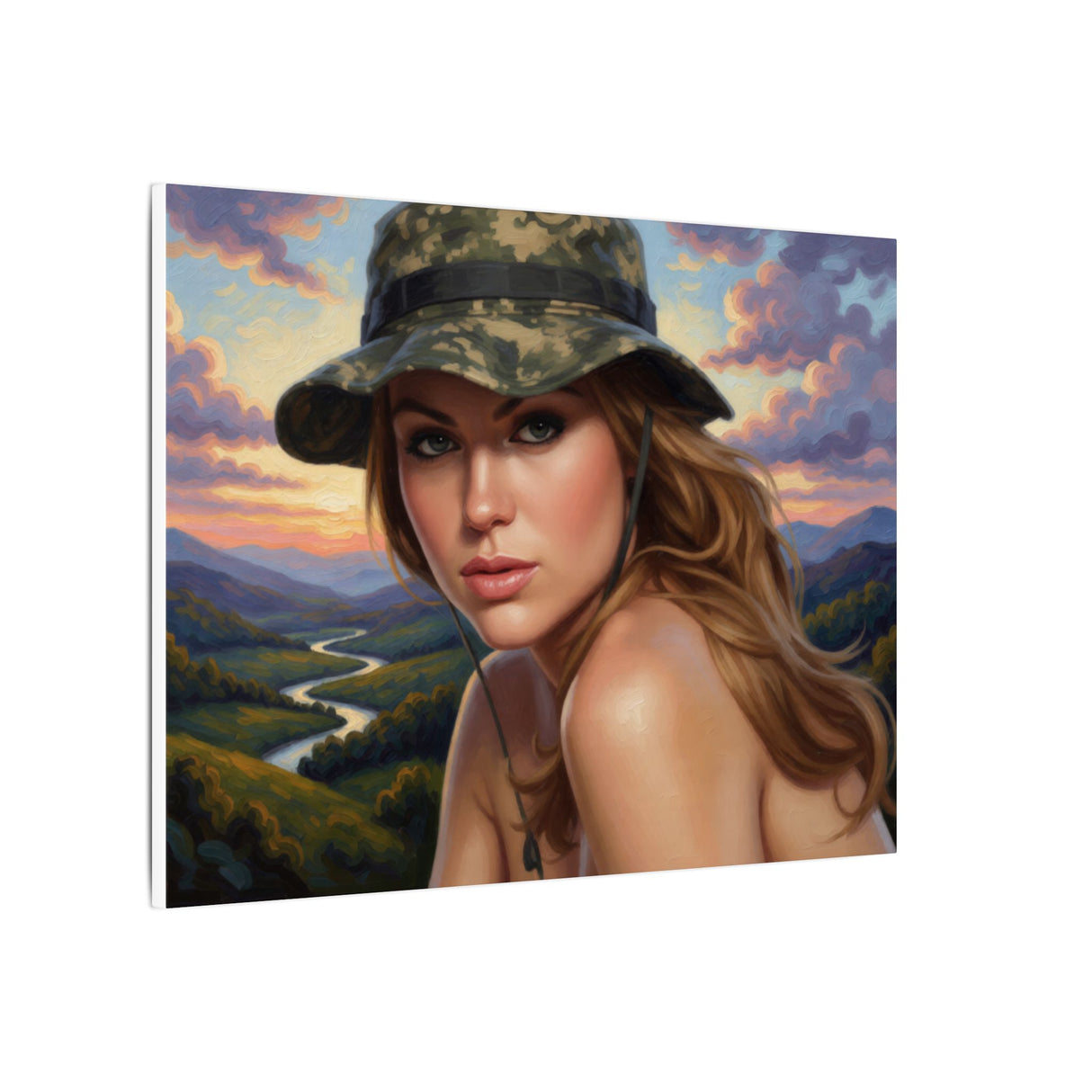 Camouflage Hat. Matte Canvas, Stretched, 0.75" (Multi-Size)