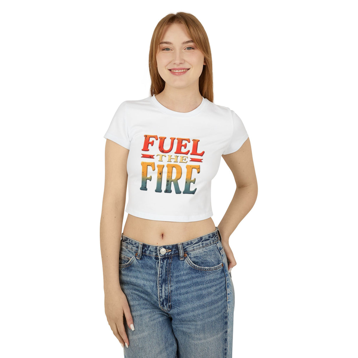 Fuel the Fire Women's Baby Tee - Inspirational Vintage Graphic Crop Top