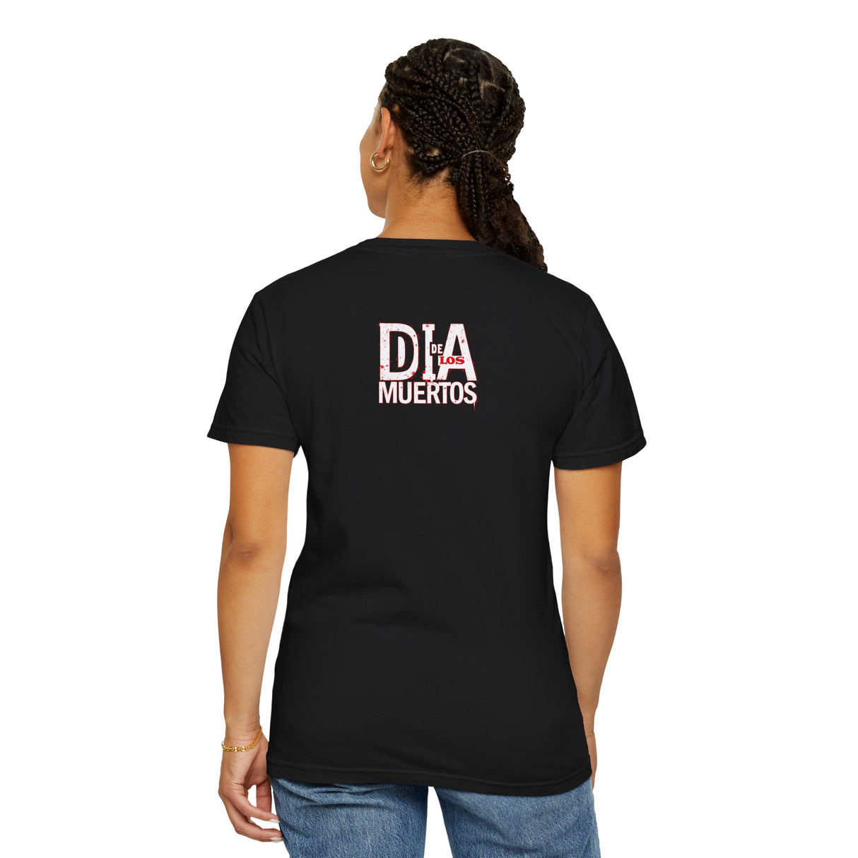 Día de Muertos Skull T-Shirt — Colorful Sugar Skull Day of the Dead Tee Print Front and Back