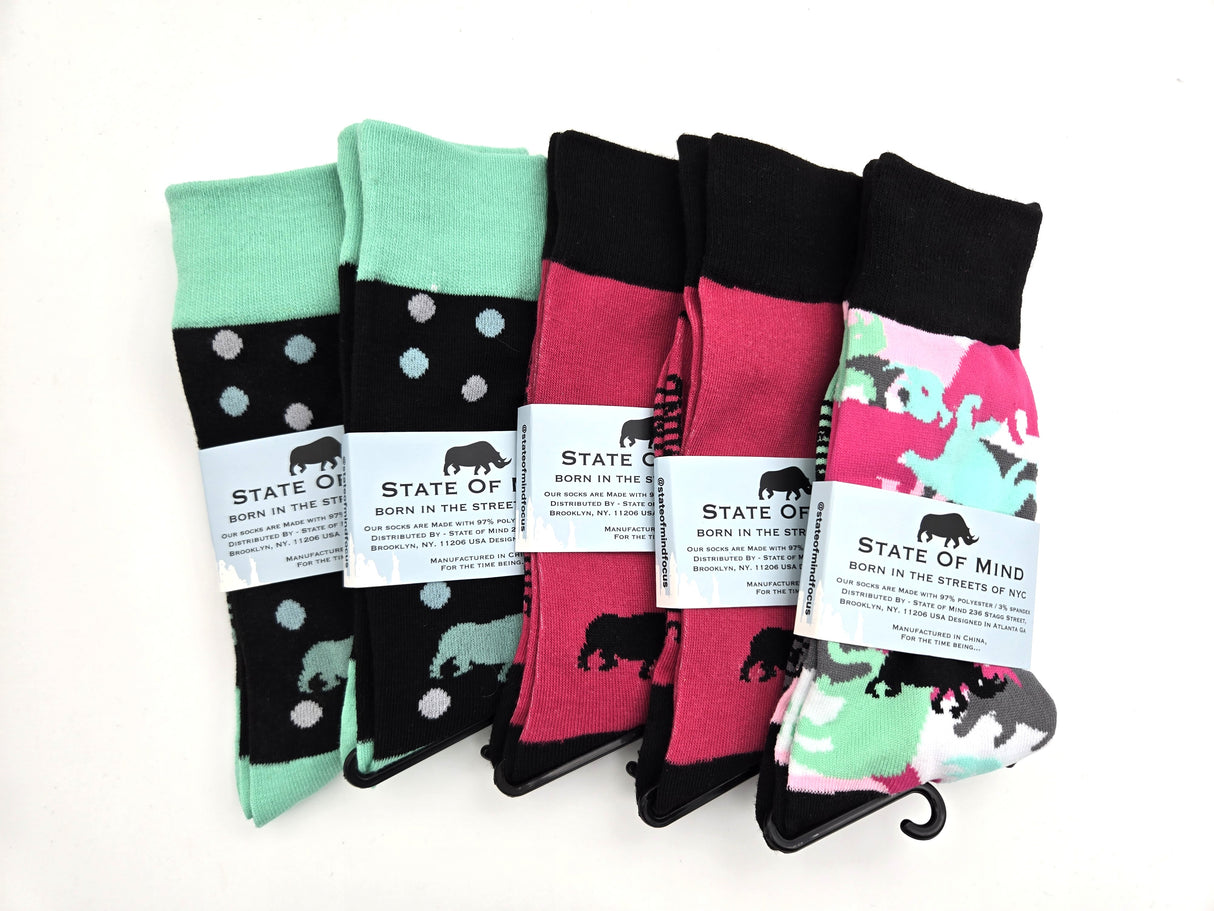 Colorful Patterns Unisex Socks. 12 Pairs per Pack. Emergency Relief, Donations, Travel.