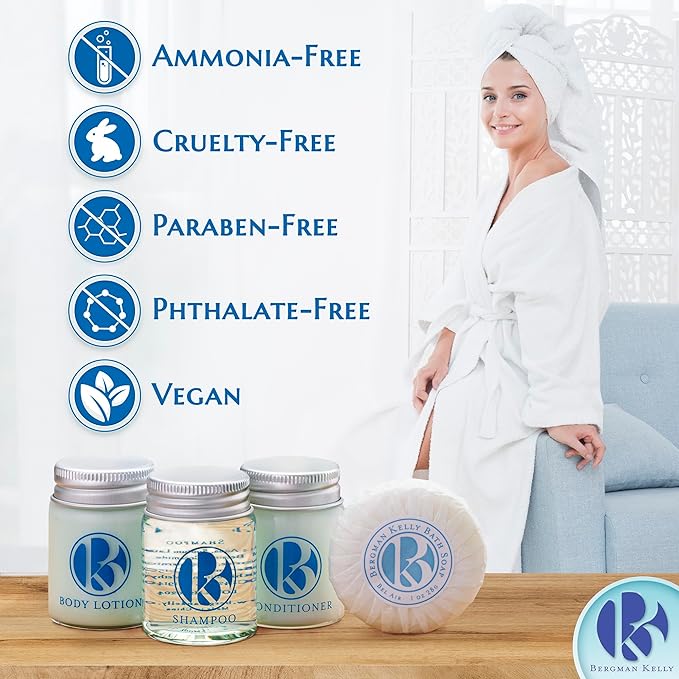 Luxury Hotel Bundle Toiletries. no ammonia, parabens, phthalates, or synthetic dyes; Vegan and cruelty-free