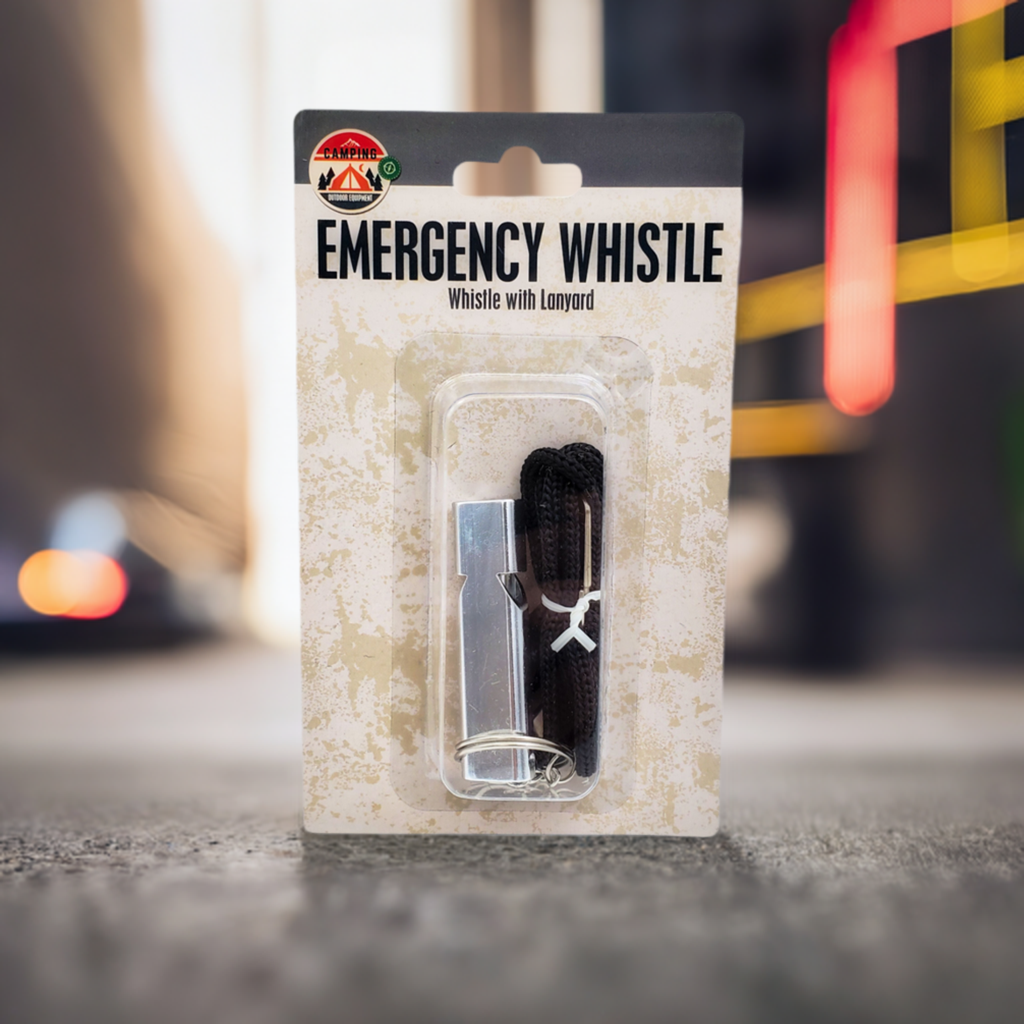 Emergency Whistle. Metal with lanyard.  Hiking, Camping, Outdoor Adventures, Car Emergency, Emergency Kit