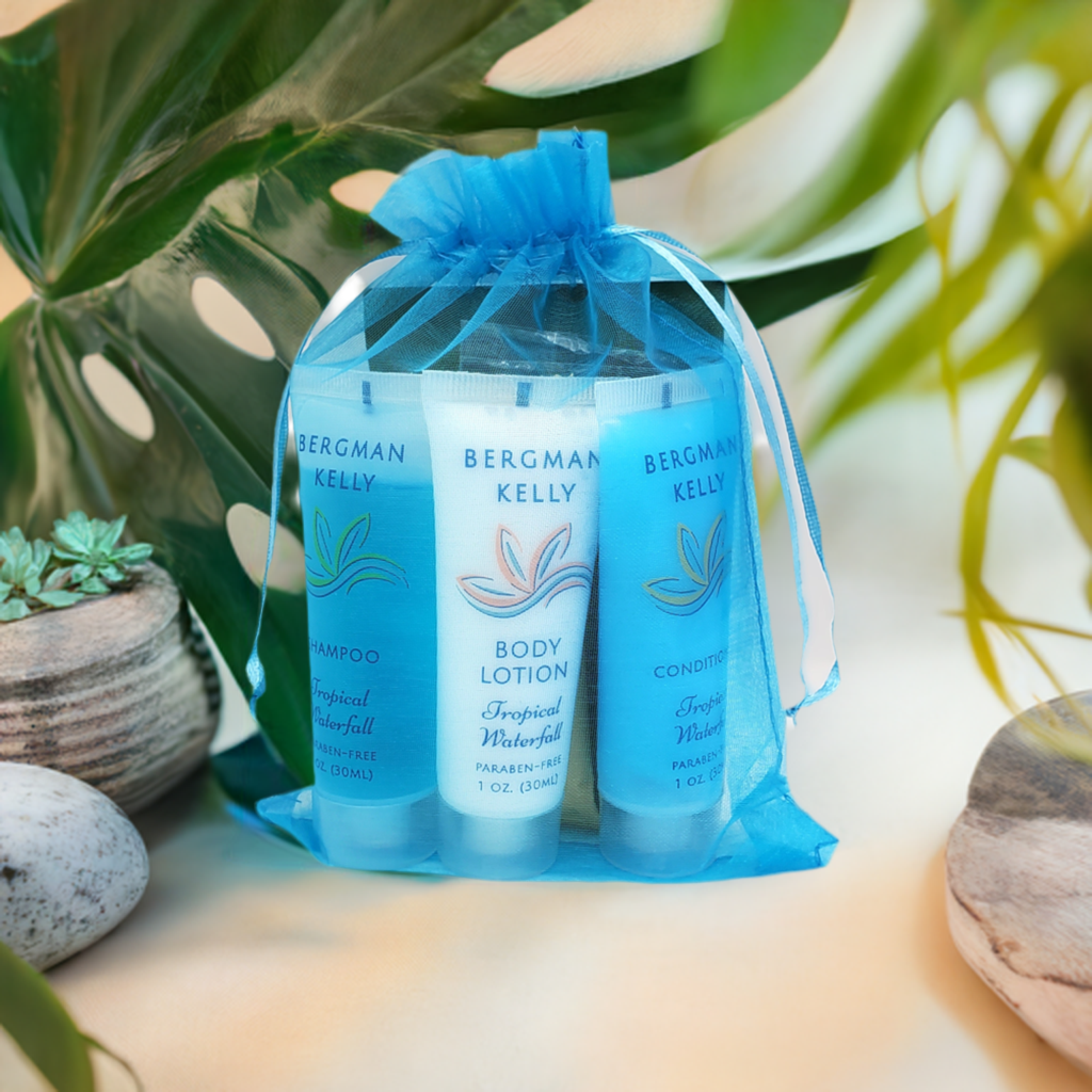 Ginger and Lime Tropical Hotel Toiletries Bundle. vacation rentals, inns, bed and breakfasts, resorts, airlines, offices, gyms, business, vacations, military, first responders and more