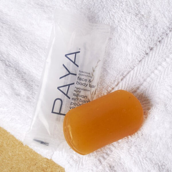 Face and Body Bar Soap. Orange and Papaya Translucent. 10 x Pack. Hotels, motels, inns, resorts, outdoors.