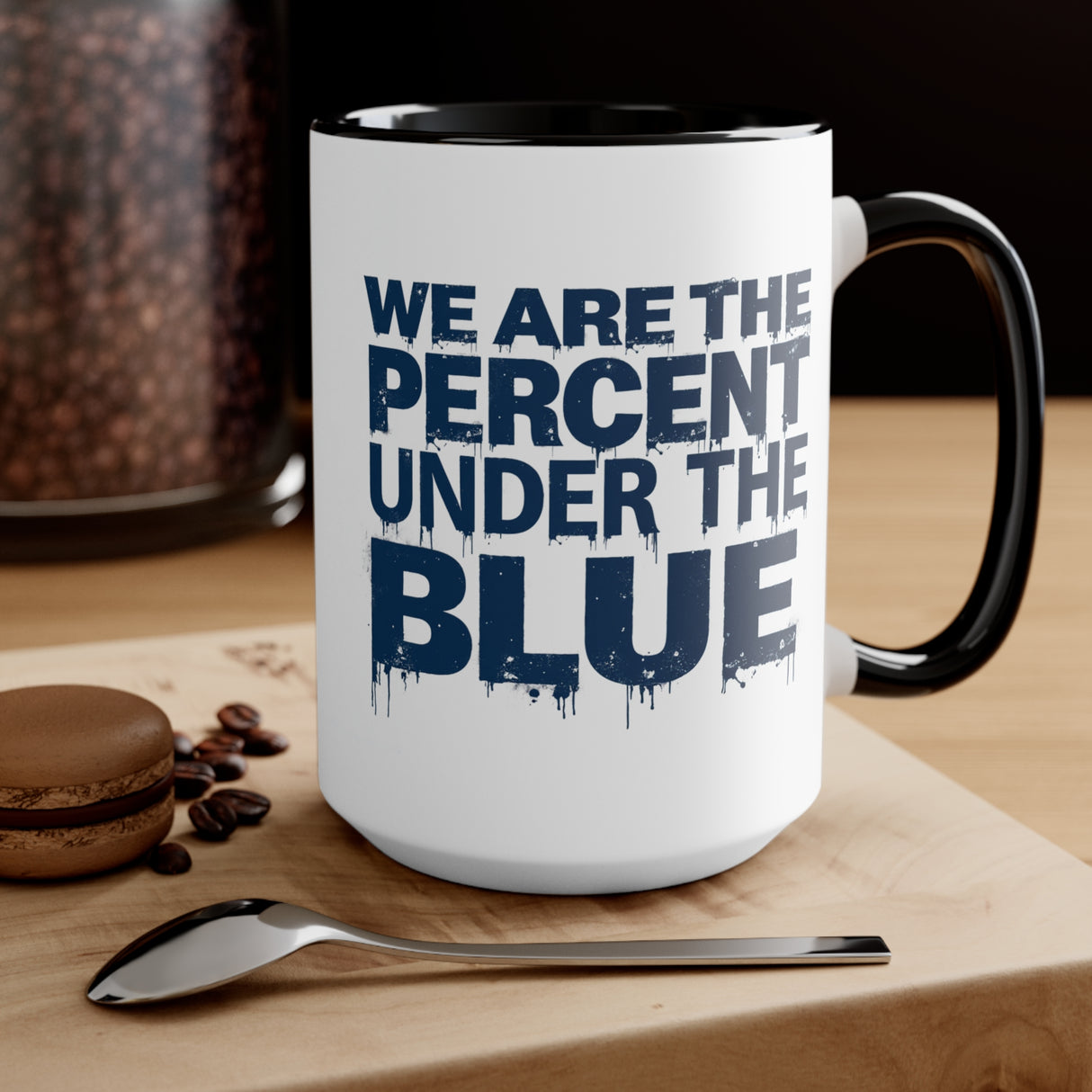Accent Mug — 'BluePercent' Logo Coffee Cup with 'We Are the Percent Under Blue' Graphic