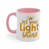 Beautiful Double message, Same Cup: Cross. Let Your Light Shine. Accent Mugs