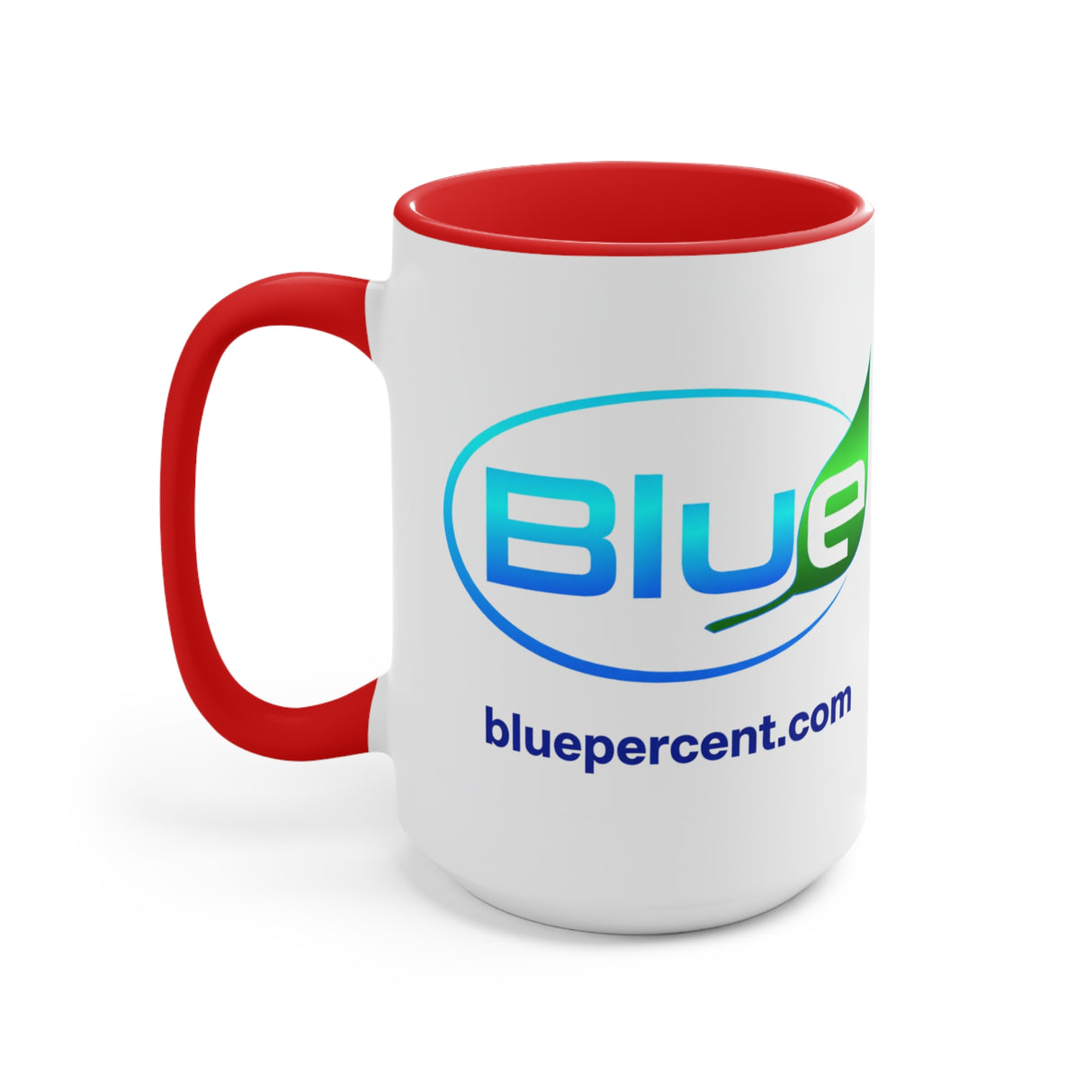 Accent Mug — 'BluePercent' Logo Coffee Cup with 'We Are the Percent Under Blue' Graphic