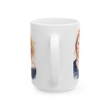 Portrait Watercolor Mug — Winter Personalized Female Face Ceramic Coffee Cup (15oz)