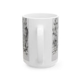 Monochrome Noir Cityscape Mug — Moody Urban Pirate Sketch Coffee Cup (15oz)