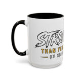 Inspirational Christian Coffee Mug — "Stronger Than Yesterday" Cross Design (11oz/15oz)