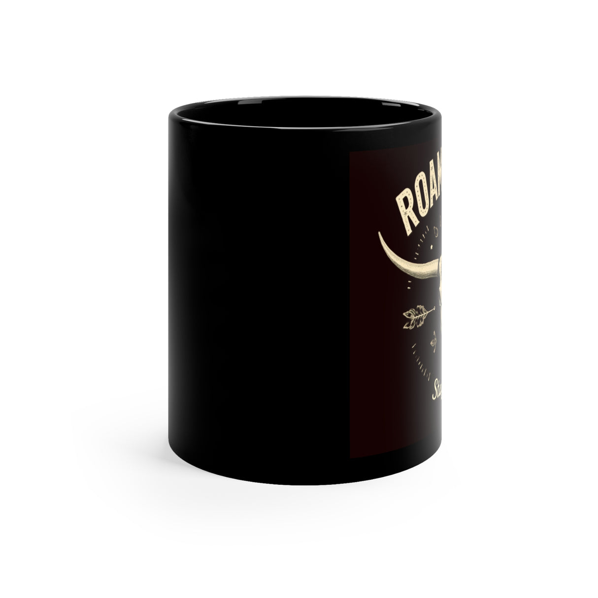 Roam Wild. Stay True. Black Coffee Mug, 11oz