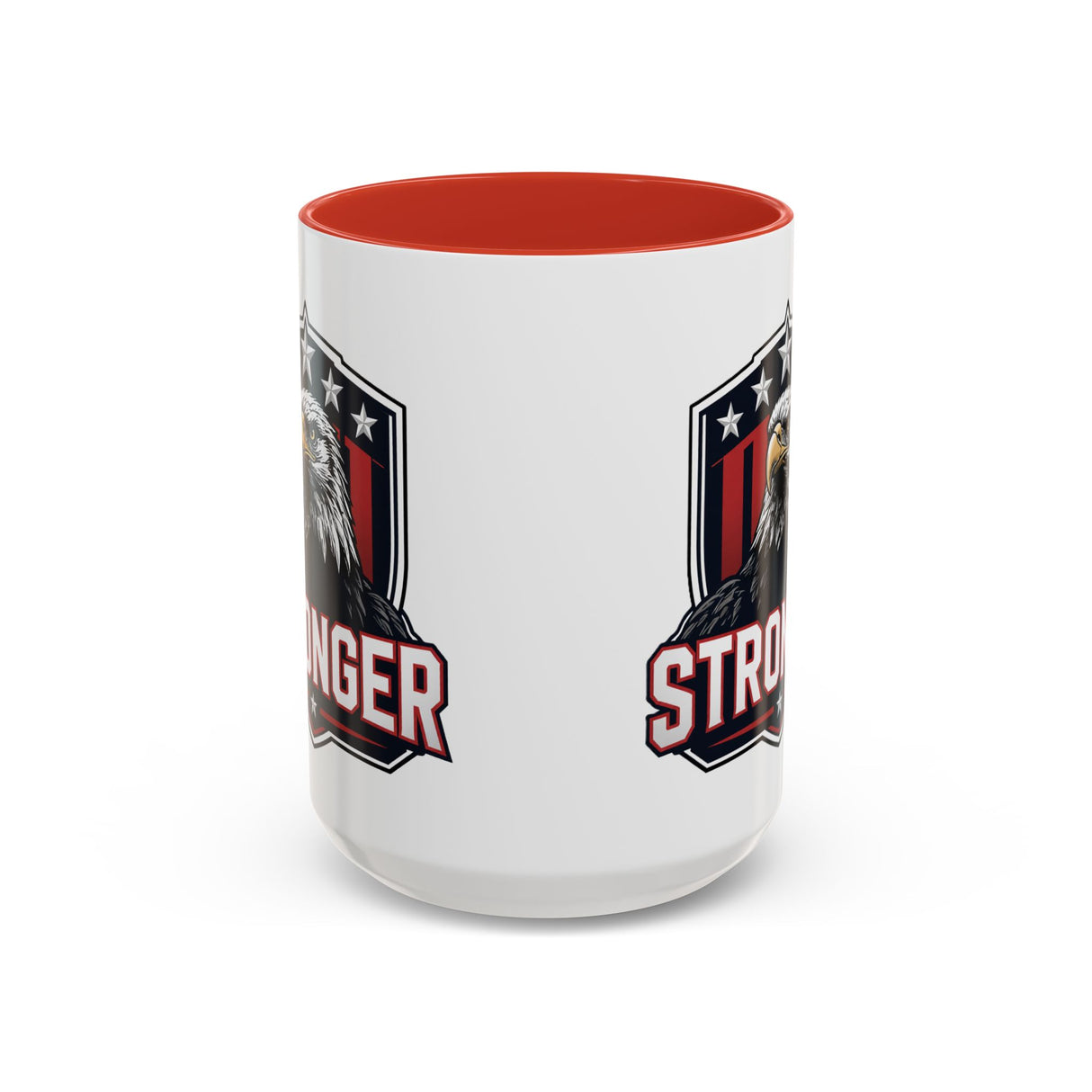 Stronger Eagle Accent Coffee Mug — Patriotic American Flag Beverage Mug (15oz)
