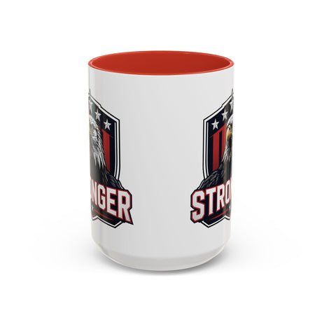 Stronger Eagle Accent Coffee Mug — Patriotic American Flag Beverage Mug (15oz)