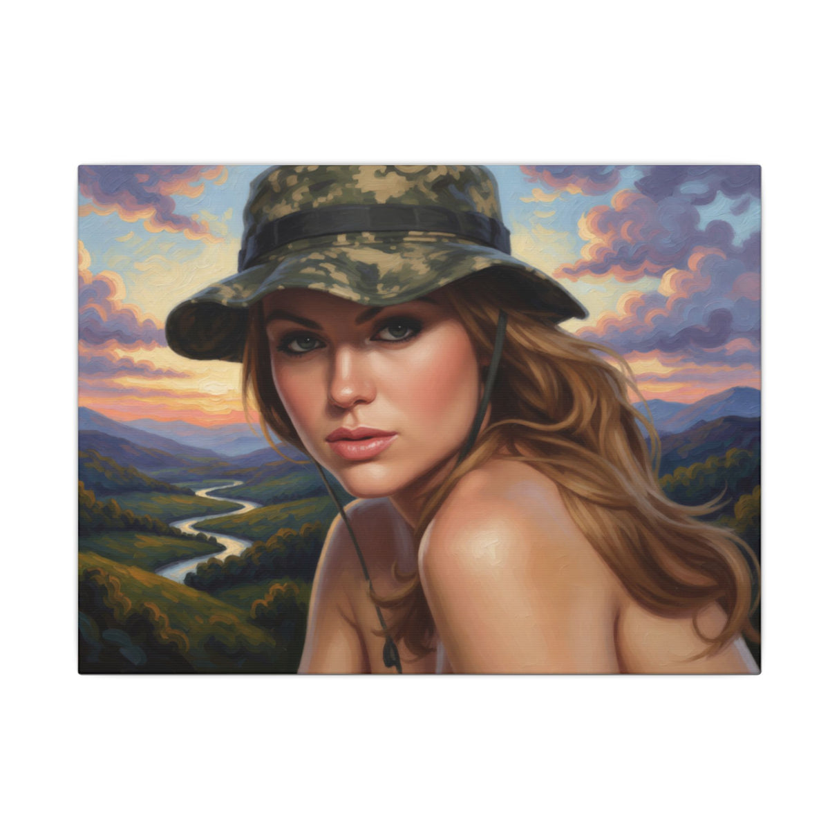 Camouflage Hat. Matte Canvas, Stretched, 0.75" (Multi-Size)