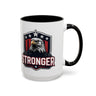 Stronger Eagle Accent Coffee Mug — Patriotic American Flag Beverage Mug (15oz)