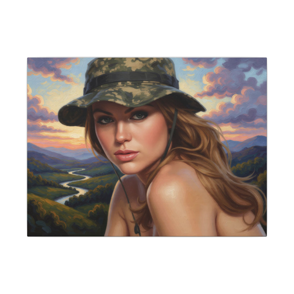 Camouflage Hat. Matte Canvas, Stretched, 0.75" (Multi-Size)