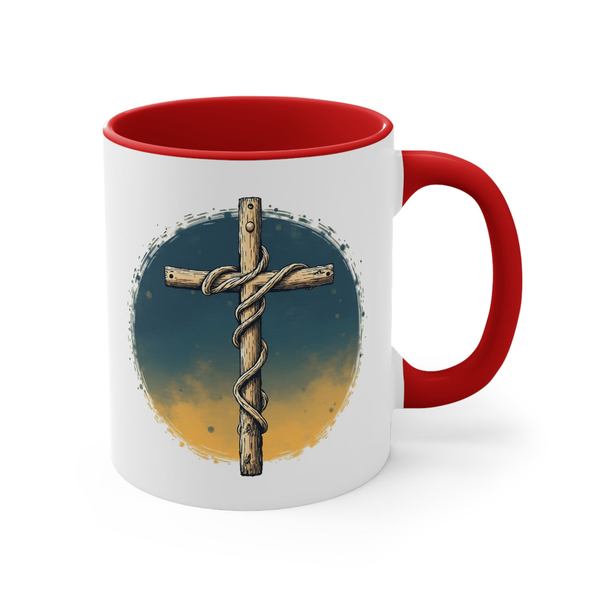 Beautiful Double message, Same Cup: Cross. Let Your Light Shine. Accent Mugs