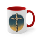 Beautiful Double message, Same Cup: Cross. Let Your Light Shine. Accent Mugs