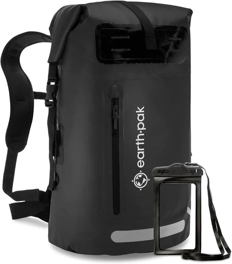 Waterproof Backpack Heavy Duty Roll-Top Closure with Easy Access Front-Zippered Pocket Cushioned Padded Backpack