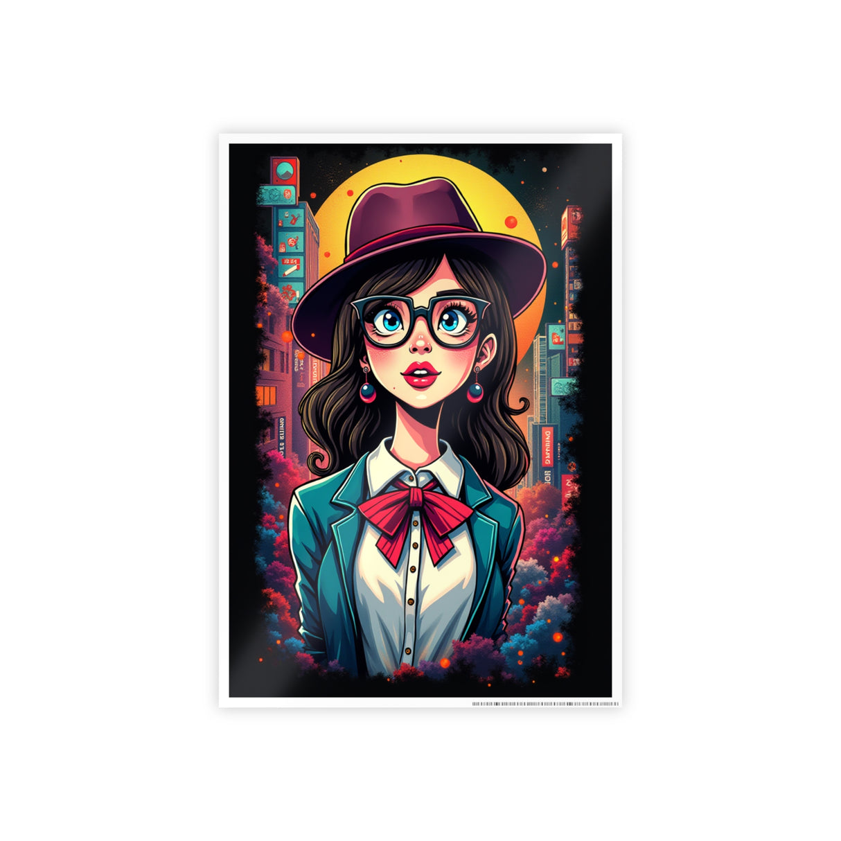 Z Detective Gloss Poster — Retro Neon Girl Portrait Art Print