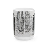 Monochrome Noir Cityscape Mug — Moody Urban Pirate Sketch Coffee Cup (15oz)