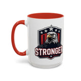 Stronger Eagle Accent Coffee Mug — Patriotic American Flag Beverage Mug (15oz)
