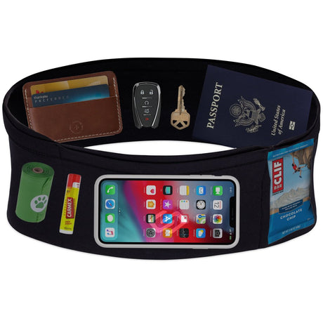 Versamax Running Belt, Travel Belt, Workout Waist Pack - Large Security Pockets Fit All Smartphones, Money, Passport, and Other Valuable Items