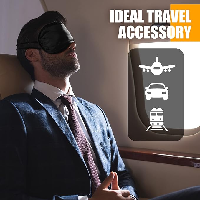 50 Pcs Eye Mask Blindfold Eye Cover. Adjustable Strap Individually Wrapped. Rest, Sleep, Travel Mask unisex (Black).