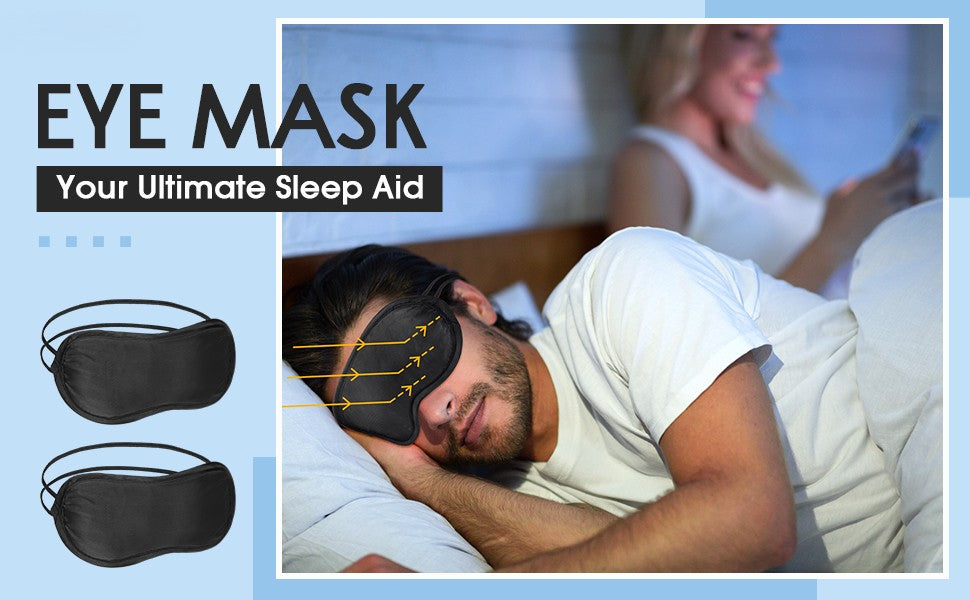50 Pcs Eye Mask Blindfold Eye Cover. Adjustable Strap Individually Wrapped. Rest, Sleep, Travel Mask unisex (Black).